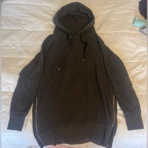 XS Aerie oversized hoodie with zippers on the sides. Dark grey